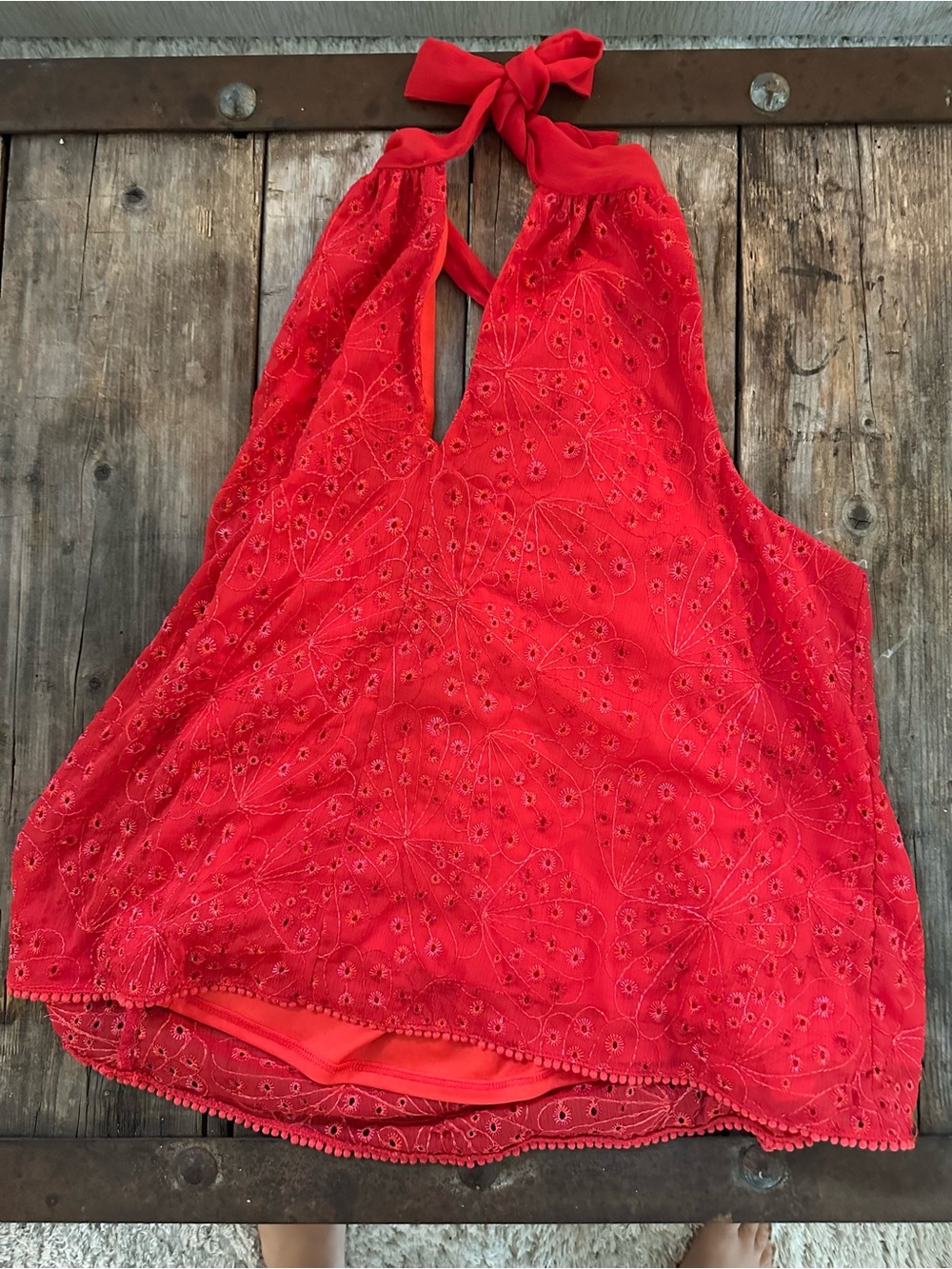 sofia by sofia vergara Red Eyelet Halter Camisole